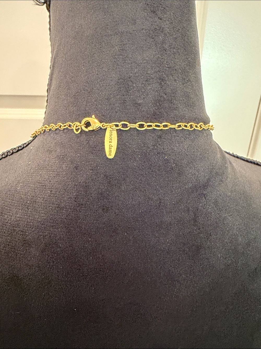 Gold-Tone Pendant Necklace with Green Enamel Floral Accent - Picture 4 of 4